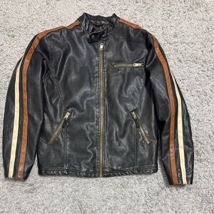 Arizona Jean Company Black Jacket with Brown and White Stripes size M